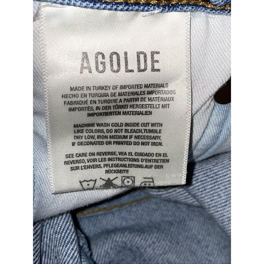 Agolde Riley Jeans Women's 27 Straight Leg High Rise Waist Button Fly Distressed - Picture 10 of 13